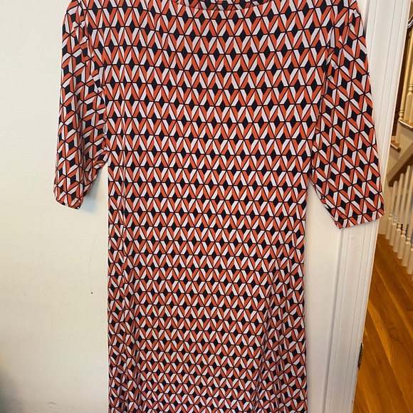 Orange geometric wrap dress size large - Picture 3 of 4